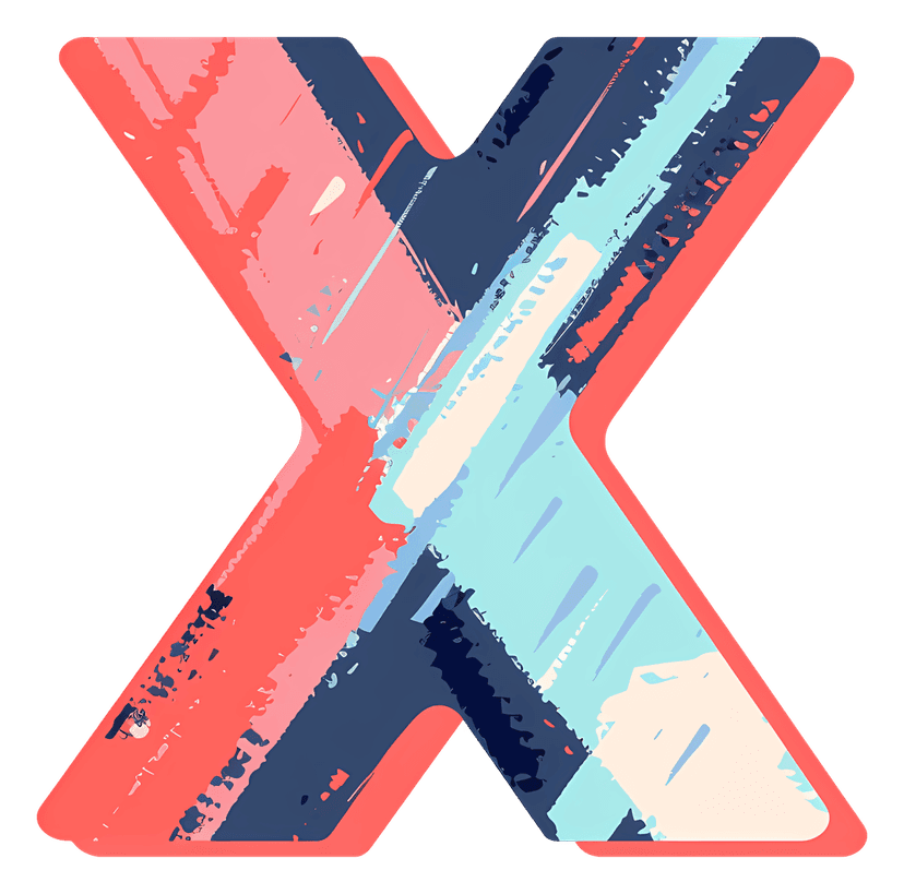 X lettermark icon featuring a clean black geometric shape with sharp corners isolated on a transparent background.