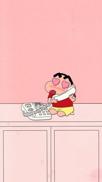 Shin Chan Heart Eyes Aesthetic Pink Anime Phone Wallpaper