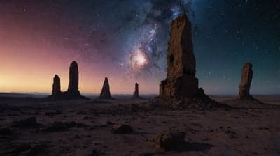 Celestial Desert Monoliths Galaxy Phone Background