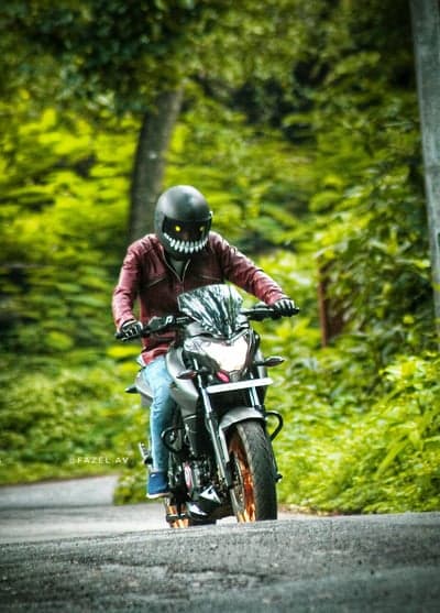 Monster Grin Biker Forest Cruise Sportbike Phone Wallpaper