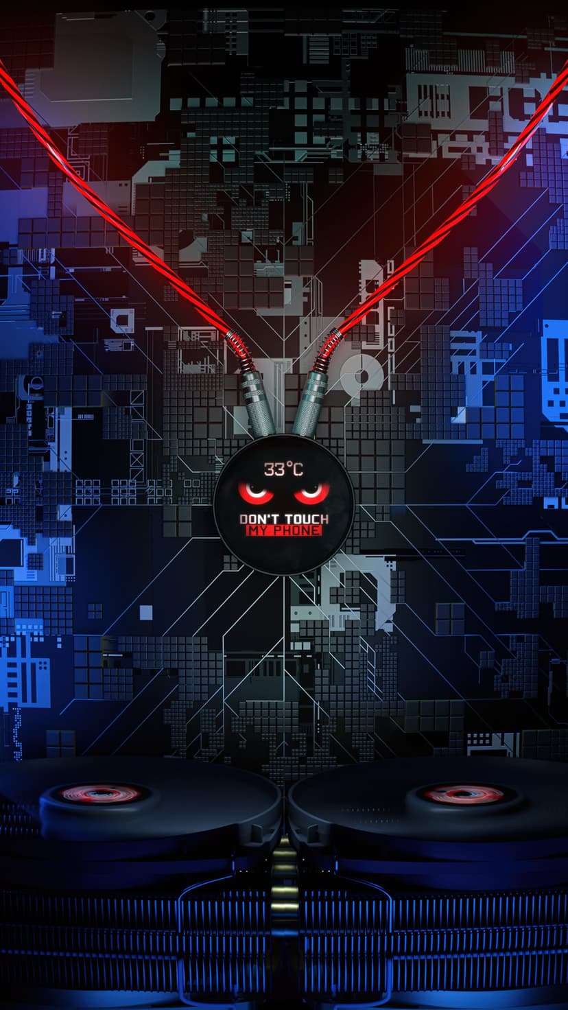 Red robotic eyes glare from a metallic warning device reading thirty-three degrees on a dark circuit board.