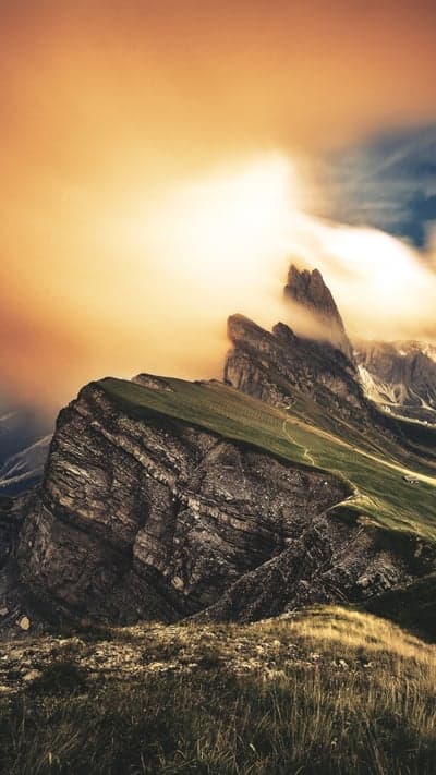 Dolomites Seceda Peaks Golden Hour Phone Wallpaper