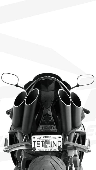 Black Motorcycle Exhaust System with Florida License Plate