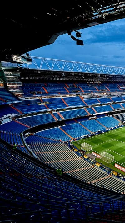 Santiago Bernabéu Stadium: Blue Seats and Green Pitch