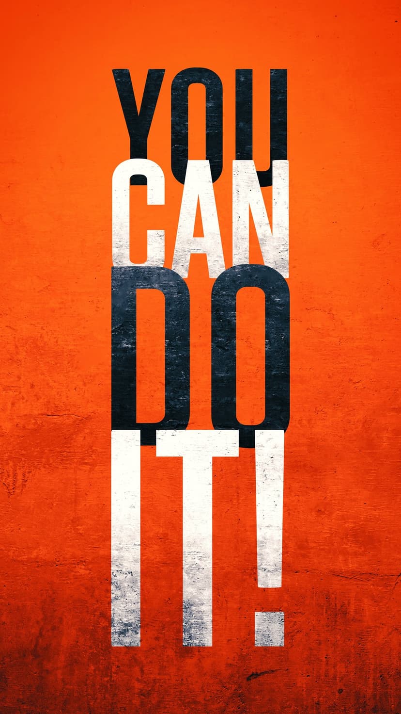 YOU CAN DO IT! text in bold distressed black font centered on a textured vibrant orange background surface.