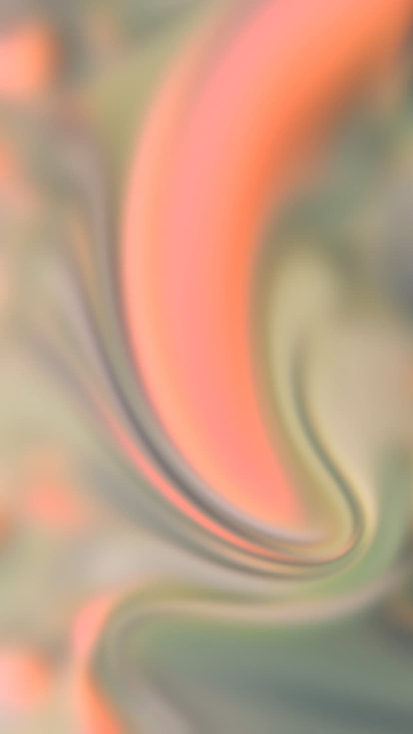 Swirling plumes of coral pink and sage green blend together in a soft, blurred fluid motion with organic curves.