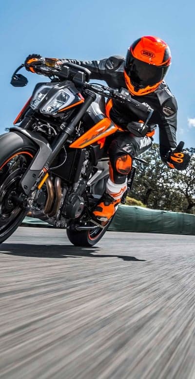KTM Sportbike Racing Lean Action Vertical Phone Wallpaper