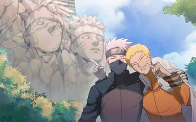 Naruto and Kakashi Take a Selfie at Hokage Monument