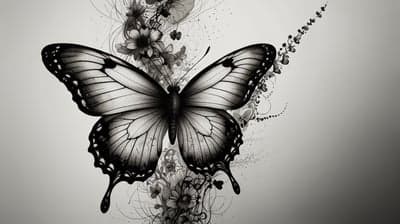 Intricate Monochrome Butterfly and Floral Phone Wallpaper