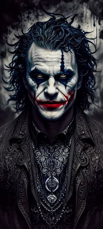 Intense Joker Portrait with Dramatic Makeup and Ornate Jacket