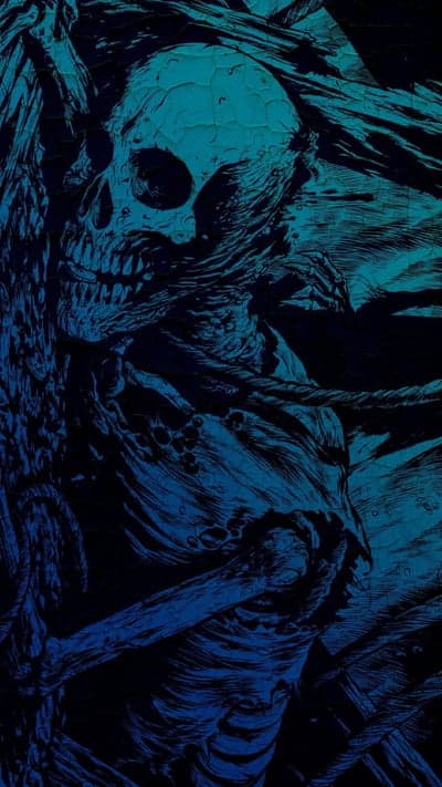 Eerie Bound Skull Phone Background in Midnight Blue