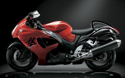 Suzuki Hayabusa Red and Black Sportbike Desktop Wallpaper