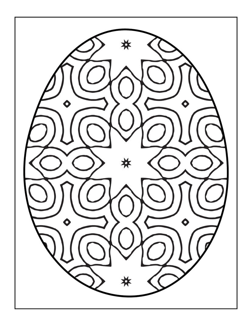 Geometric mandala pattern with black symmetrical line art features circular motifs on a white background.