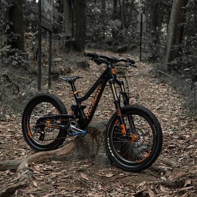 Full Suspension Mountain Bike on Forest Trail