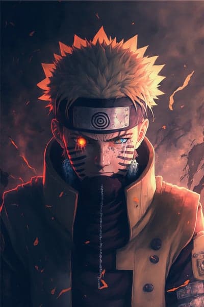 Naruto Uzumaki intense anime art with Nine-Tails Kurama power
