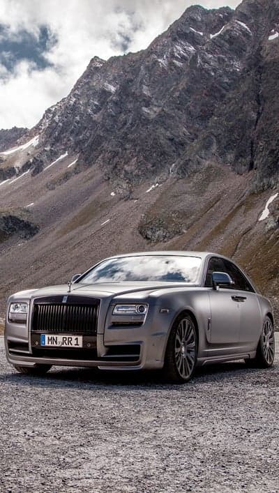 Matte Silver Rolls-Royce Ghost Mountain Mobile Wallpaper