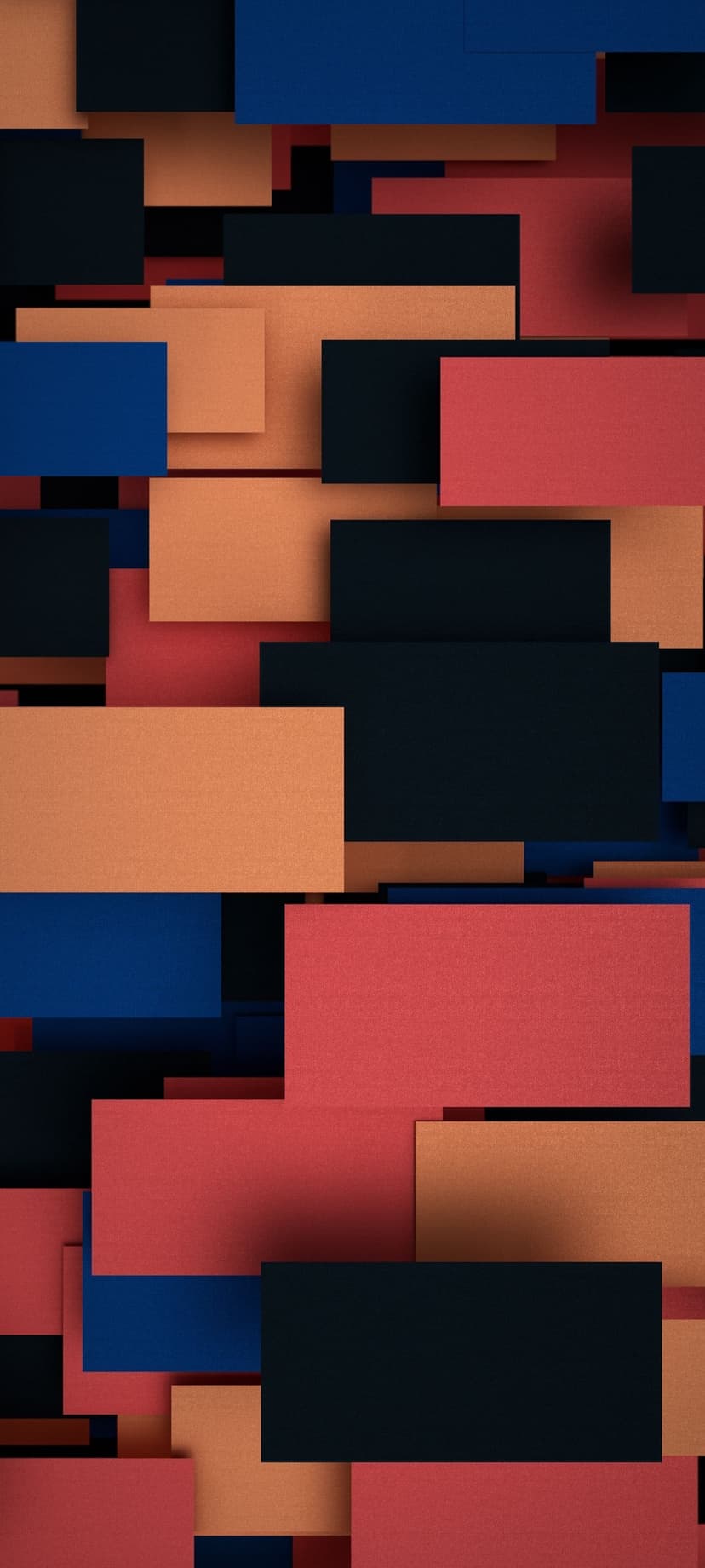 Overlapping navy blue and coral red rectangles with a subtle grainy texture layered in a vertical composition.