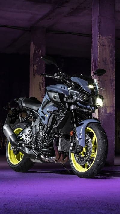 Yamaha MT-10 Motorcycle in Dramatic Purple Lighting