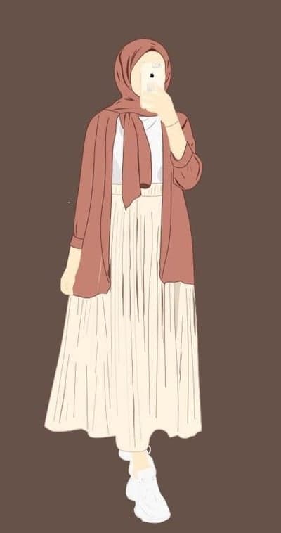 Muslim woman taking selfie in stylish outfit