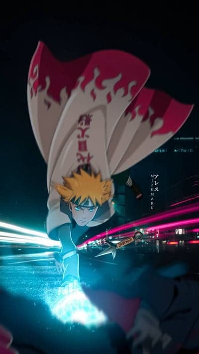 Minato Namikaze Rasengan Attack City Night Anime