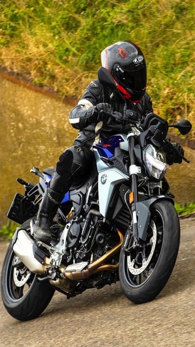 BMW Sportbike Leaning into Curve Mobile Wallpaper