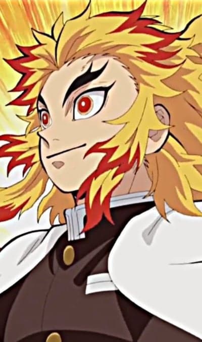 Anime character with fiery hair and red eyes