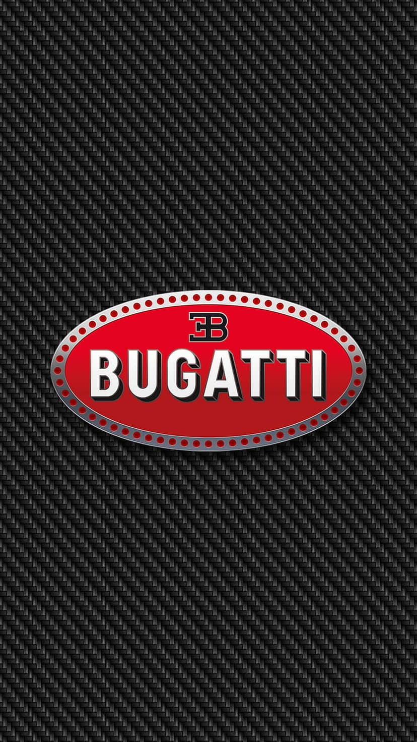 Bugatti initials and brand name centered on a black carbon fiber weave with a textured diagonal pattern.