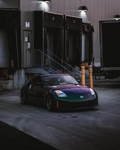 Modified Nissan 350Z at a Loading Dock