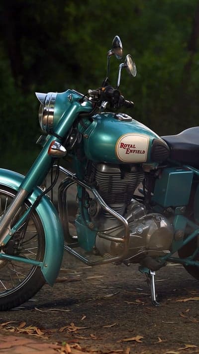 Vintage Teal Royal Enfield Motorcycle Phone Background