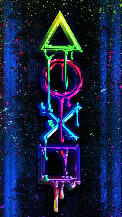 Neon Gamer Icons Dripping Liquid Art Phone Wallpaper