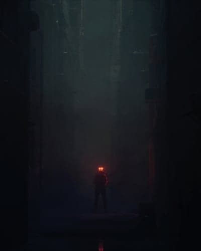 Mysterious Figure in Foggy, Futuristic Alley