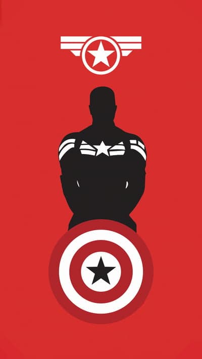 Captain America Minimalist Silhouette Red Shield Art