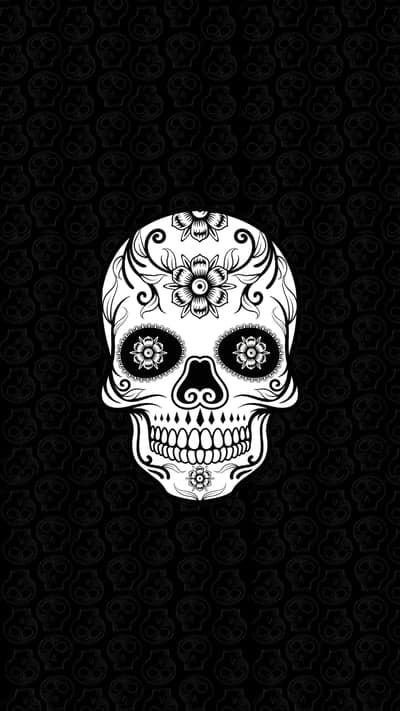 Monochrome Calavera Sugar Skull Phone Wallpaper