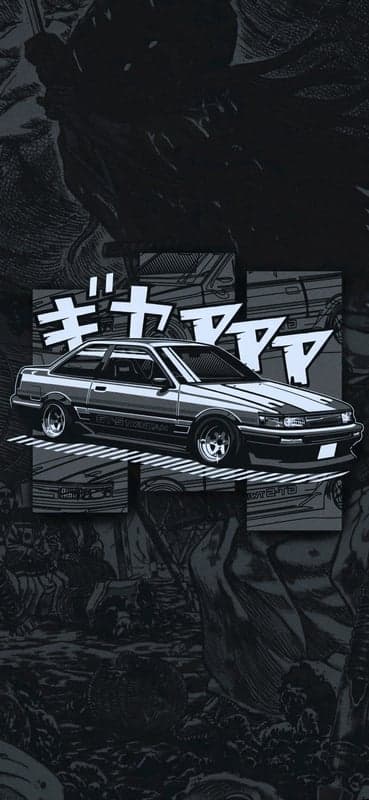 Retro JDM Car Art with Japanese Katakana