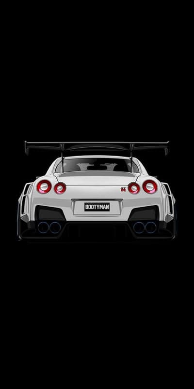 White Nissan GTR Custom Rear Profile Phone Wallpaper