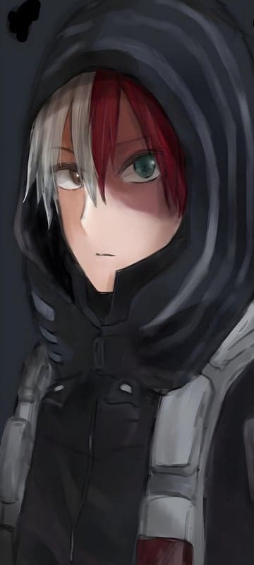 Todoroki wearing a dark hoodie and tactical gear