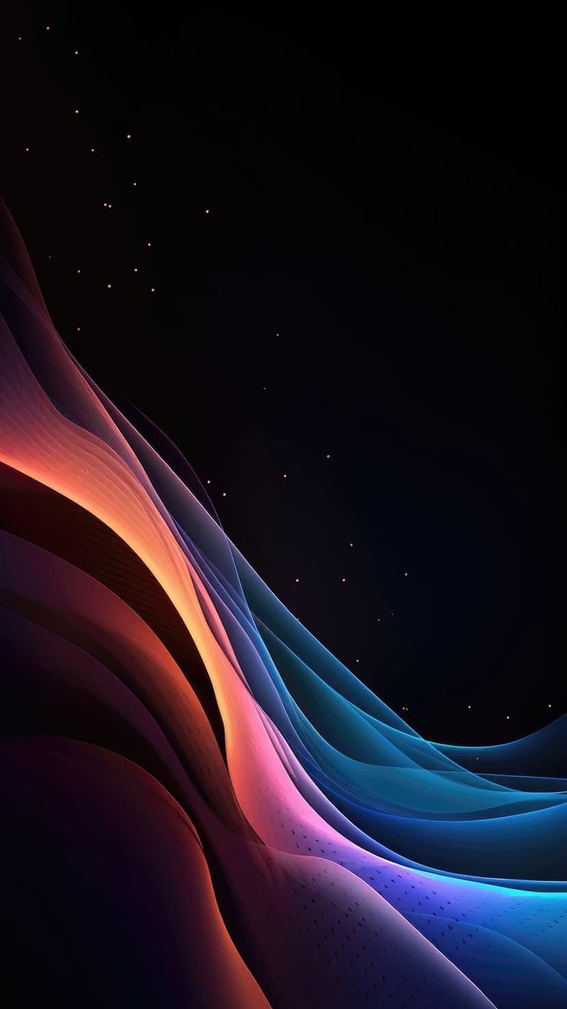 Neon orange and pink waves flow across a dark starry background with glowing blue light trails and energy.