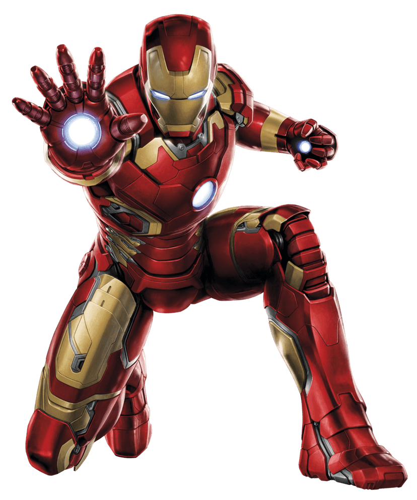 Avengers superheroes including Iron Man and Hulk in heroic poses against a transparent background illustration.