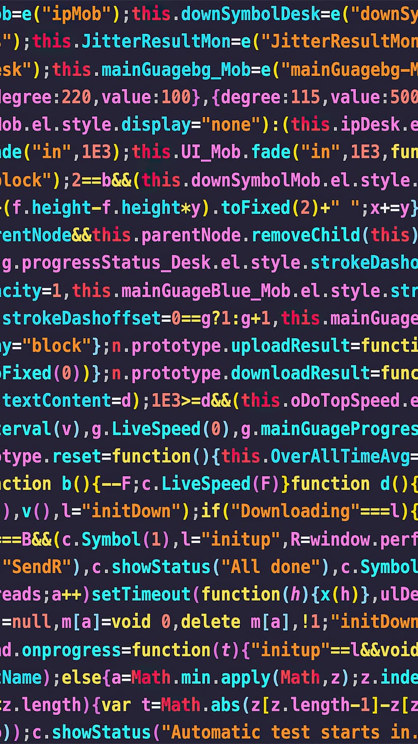 JavaScript code snippets with colorful syntax highlighting displayed on a dark vertical terminal screen.