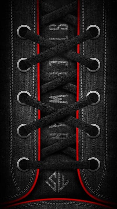 Dark Sneaker Laces with Red Accents and Logo