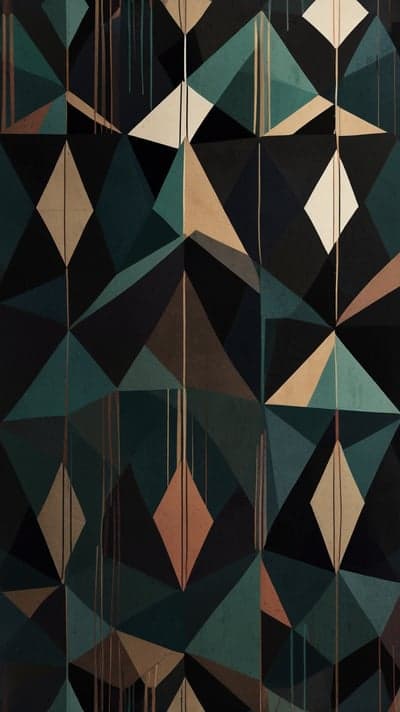 Geometric Art Deco Wallpaper with Teal, Brown, and Black