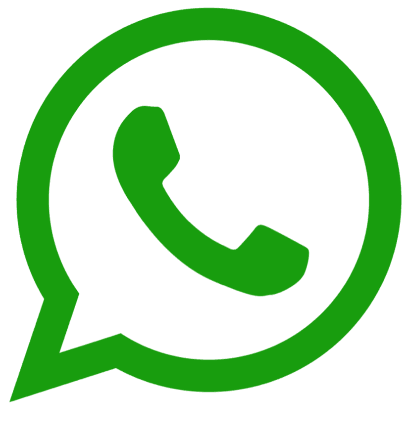 WhatsApp logo featuring a green speech bubble with a white telephone icon next to bold green text.