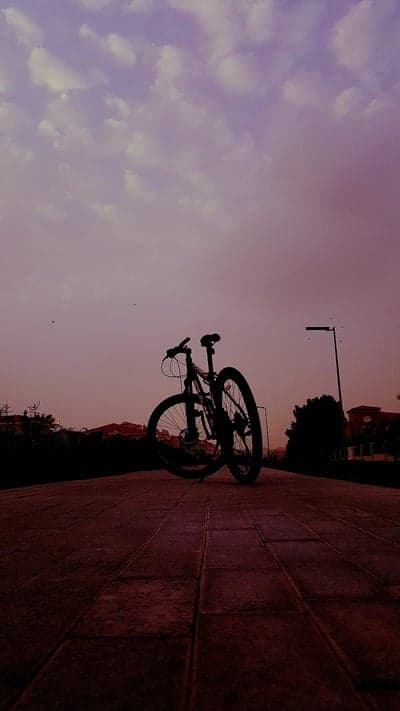 Purple Sunset Bicycle Silhouette Tablet Wallpaper