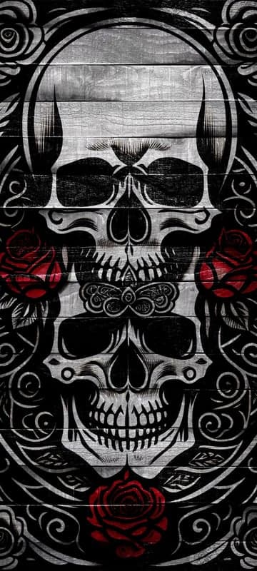 Gothic Skulls and Roses Wooden Art
