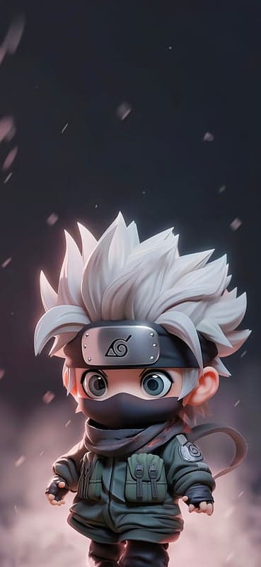 Cute Chibi Kakashi Hatake Anime Figure with White Hair