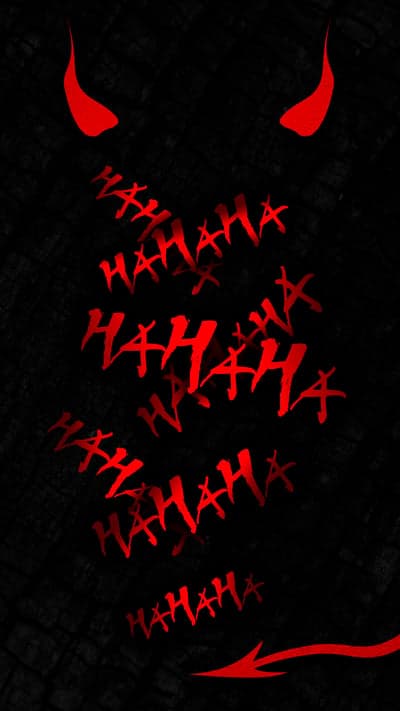 Joker Laugh Red Horns Dark Black Wallpaper