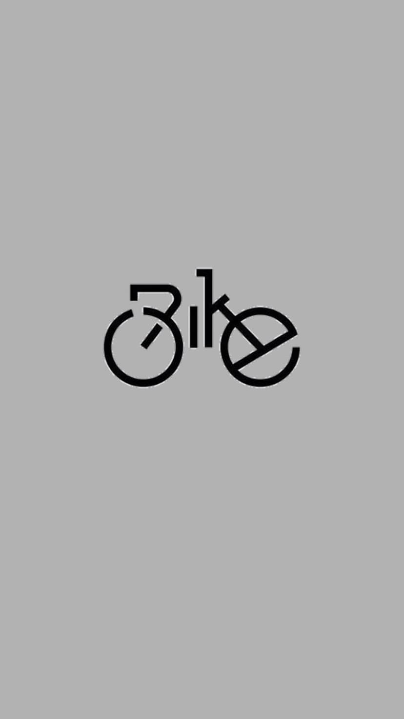 Typographic bicycle logo using the letters B I and E to form wheels and a frame on a clean background.
