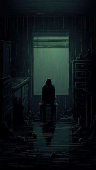 Dark Rainy Window Silhouette Background for Mobile