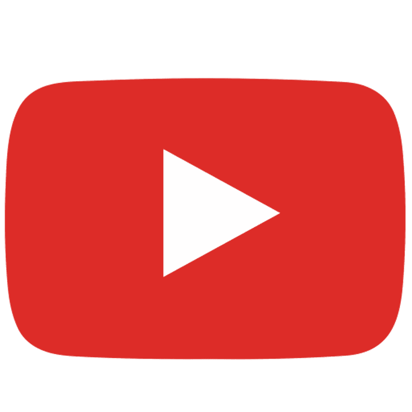 Youtube play button png showing a red rectangular logo with a white centered triangle on a clear background.