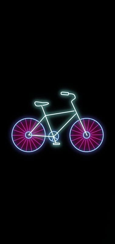 Glowing Cyan and Pink Neon Bicycle Mobile Background